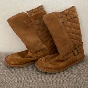 Fleece lined warm winter boots tan suede.